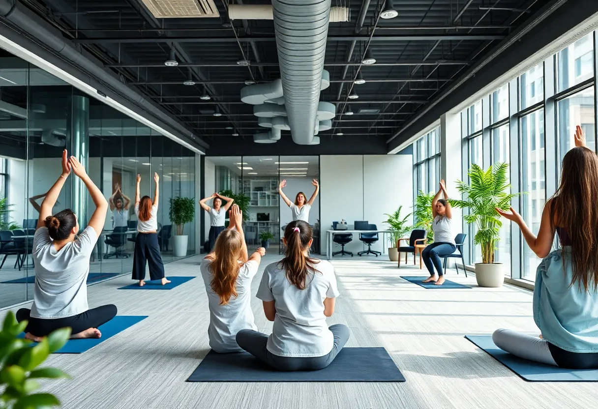 Employees participating in wellness activities at Washington Trust
