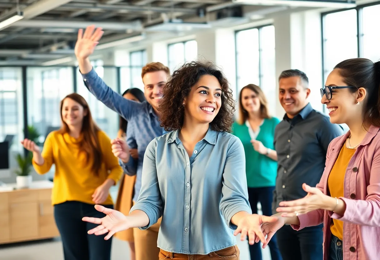Washington Trust employees participating in a wellness program activity.