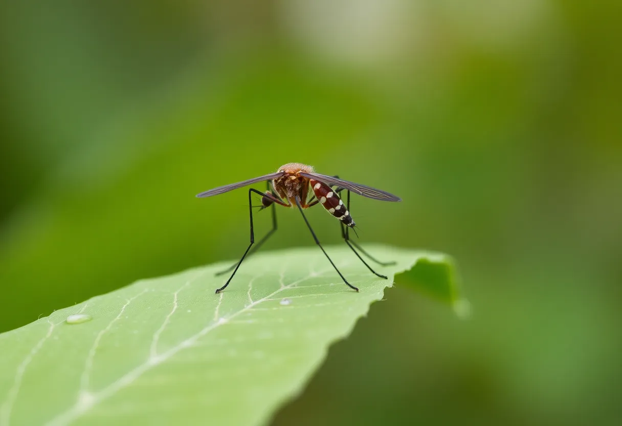Aedes albopictus mosquito on a leaf