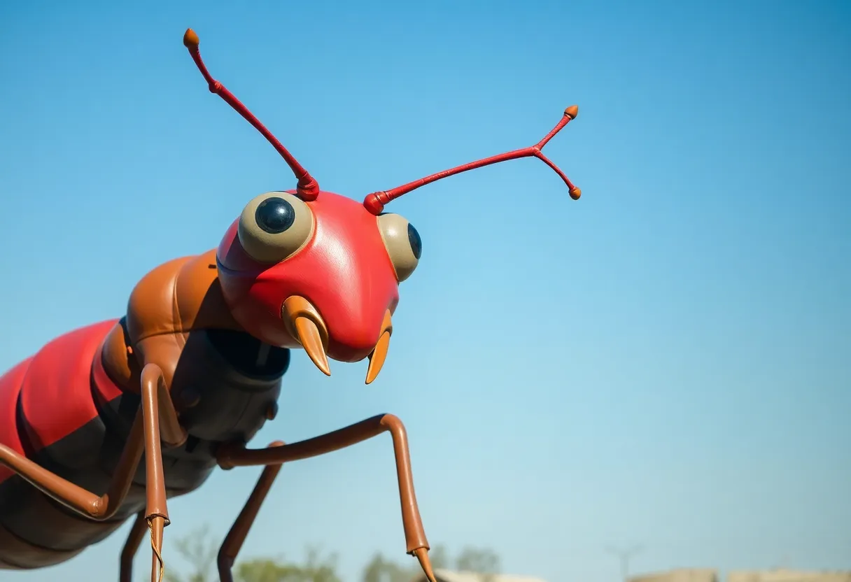 Giant termite sculpture known as the Big Blue Bug