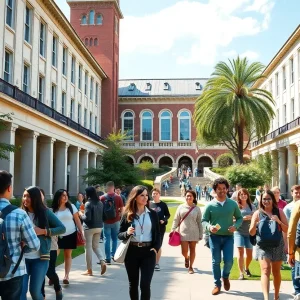 Students engaging on the Brown University campus, reflecting diversity and academic life.