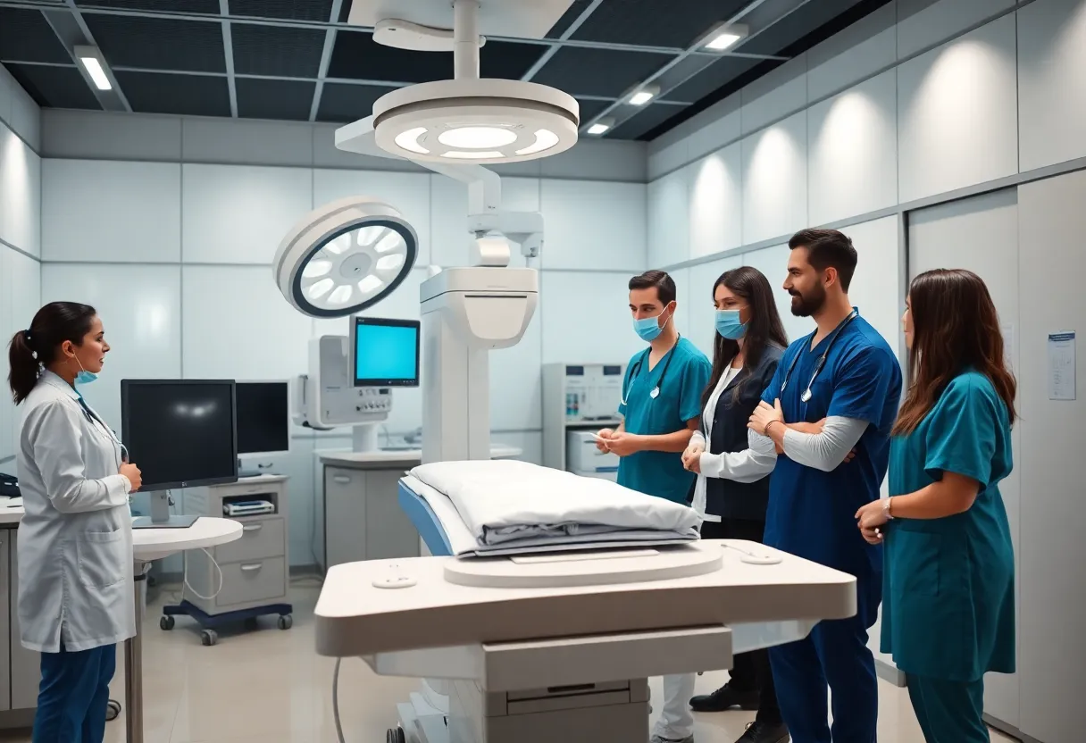 Healthcare professionals working in a modern facility