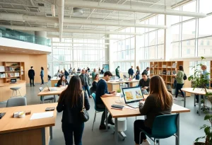 Modern classroom at Brown University's Innovation Hub