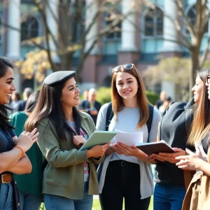 Students at Brown University discussing mental health support