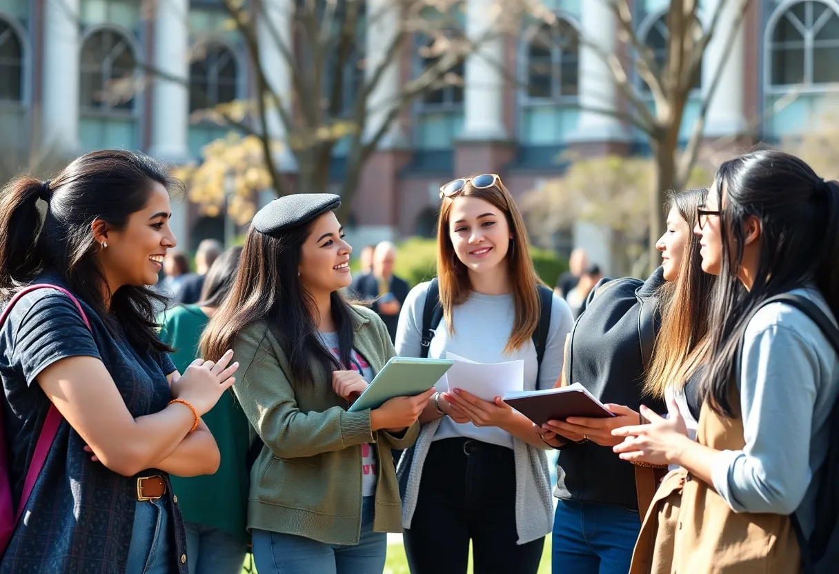 Students at Brown University discussing mental health support
