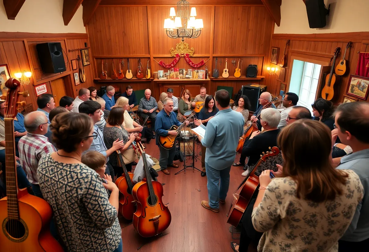 Community gathering celebrating musicianship