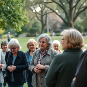 People gathering together in a park to honor loved ones in remembrance