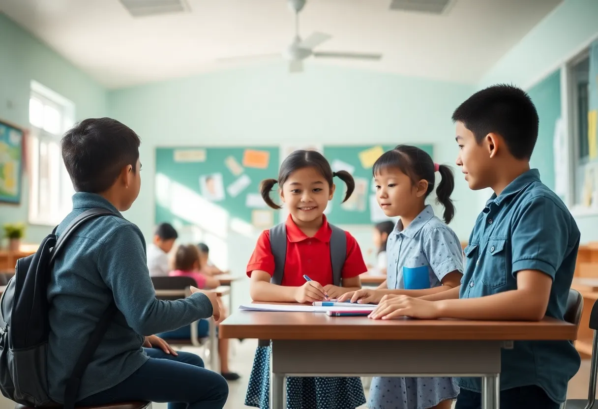 Visual representation of a safe school environment with children playing.