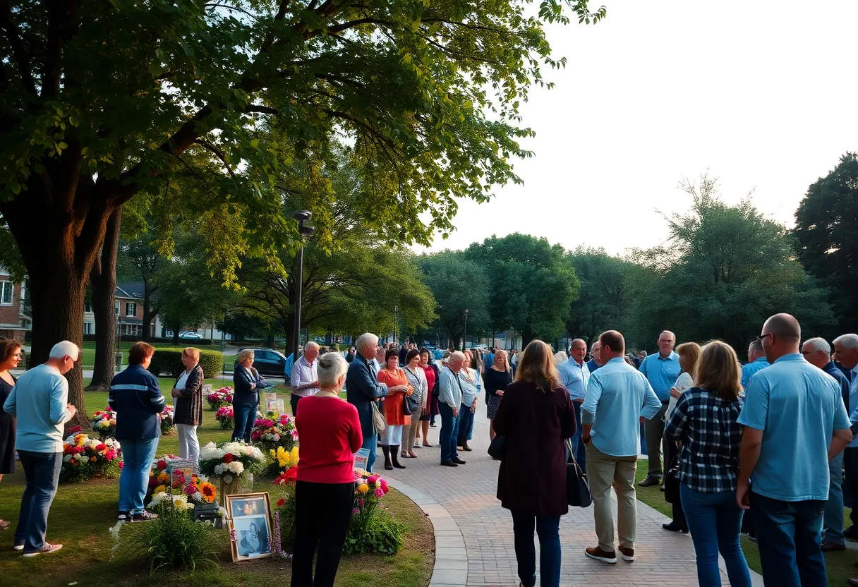 Community members gathering in a park to remember loved ones.