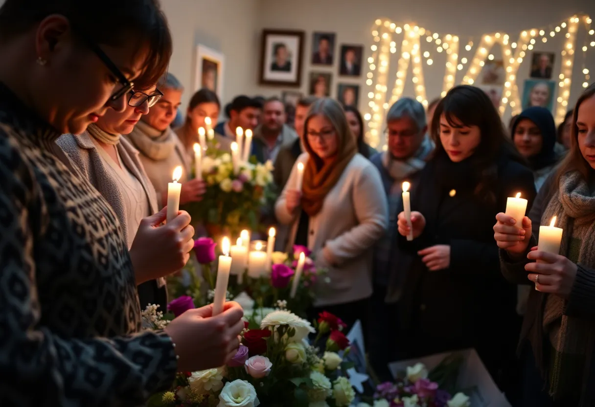 Community members gather to remember and honor the lives of deceased individuals.