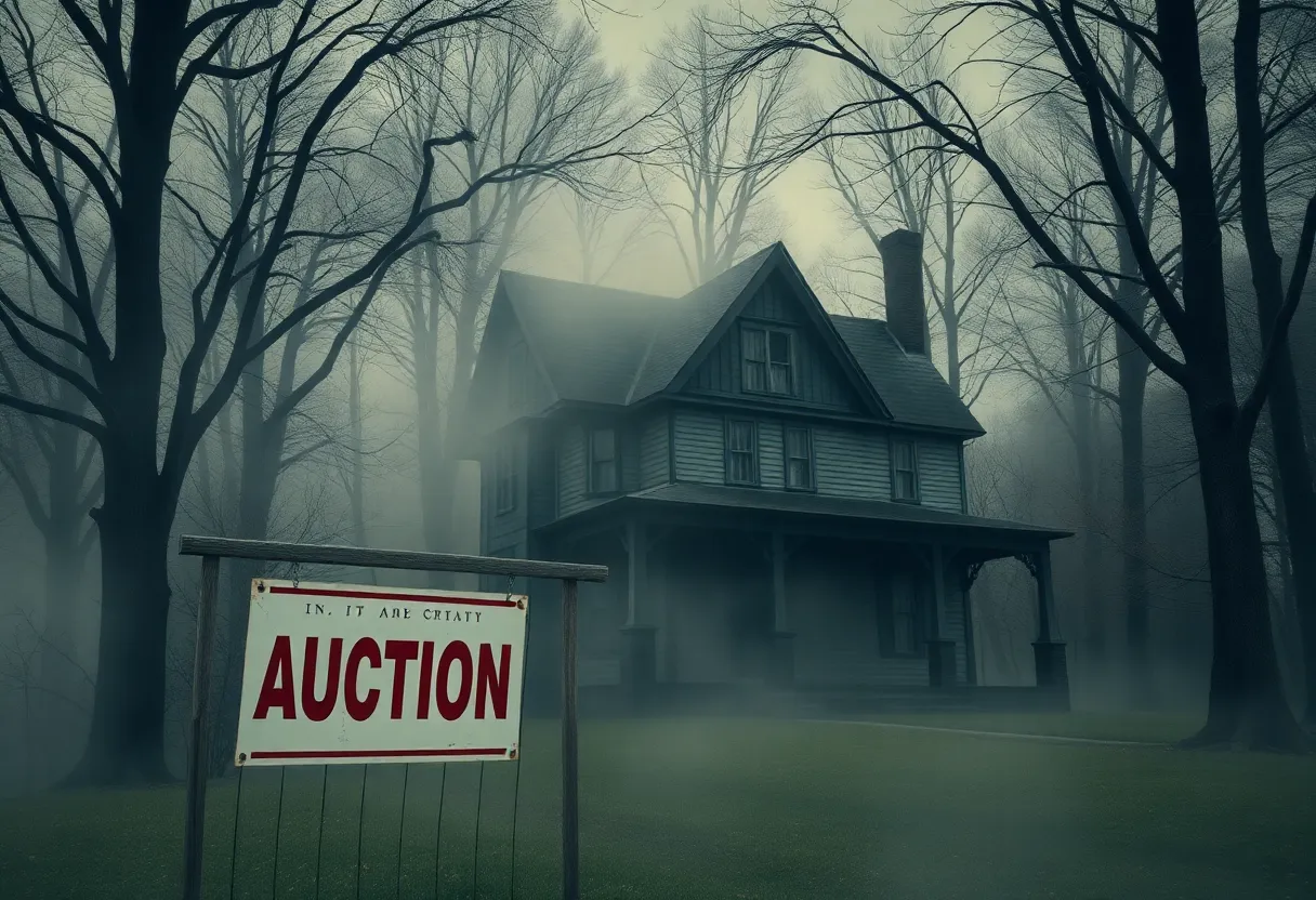 The Conjuring House surrounded by mist on Halloween