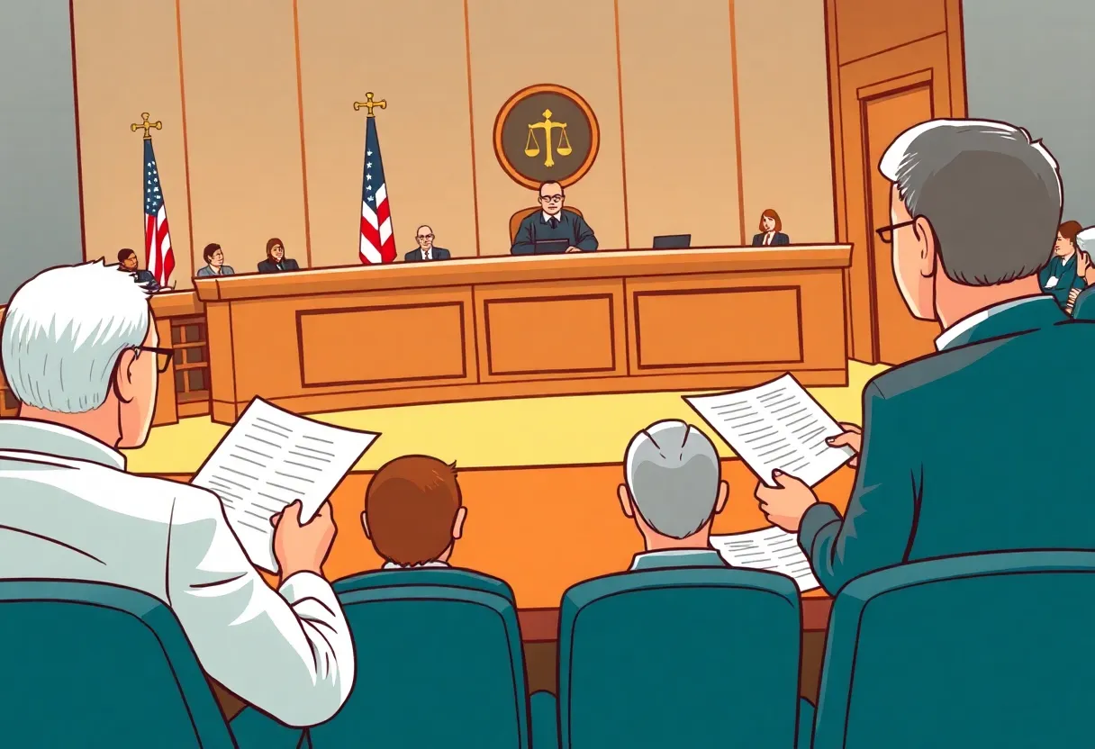Judge issuing a ruling in a legal courtroom