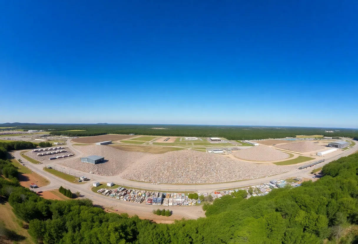 Aerial view of the Central Landfill in Cranston, Rhode Island, highlighting its expansive area.
