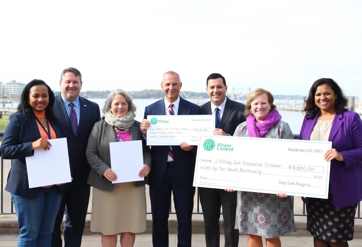Nonprofit representatives receiving grants for community health