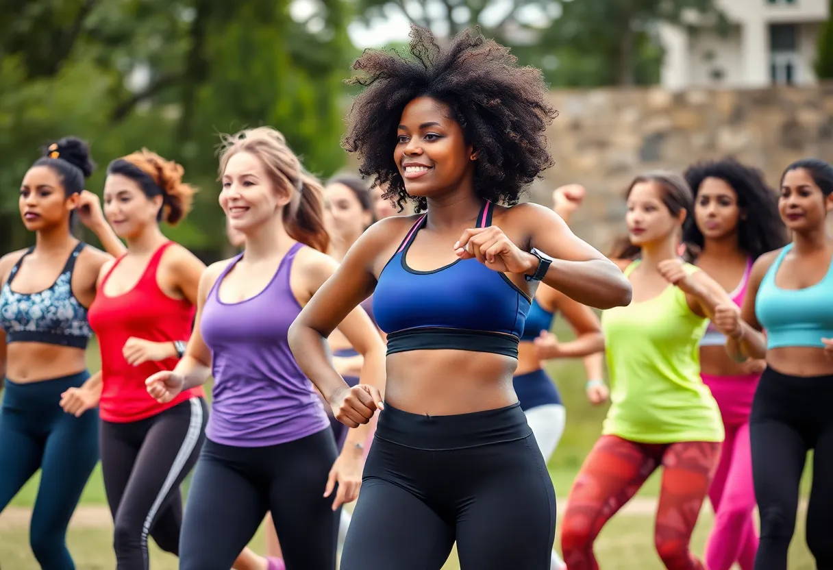 Diverse women wearing activewear representing different cultures.