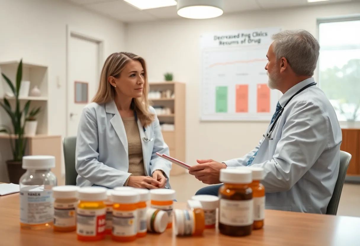 Doctor and patient discussing prescription options in a clinic