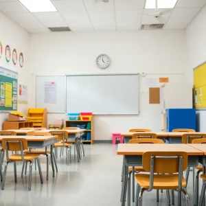 Classroom environment in an elementary school focused on student safety