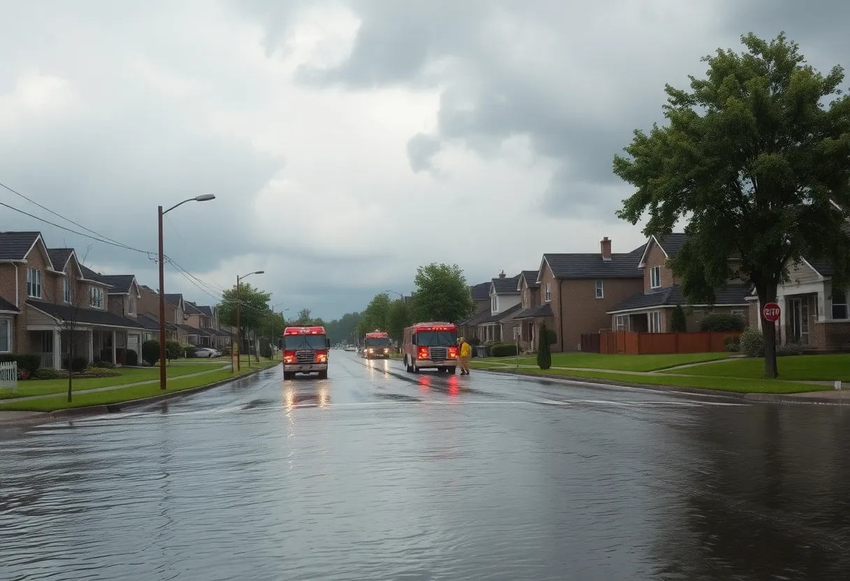 Flooded streets during heavy rain in Rhode Island