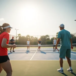 Hartford women's tennis team on the court during their season opener