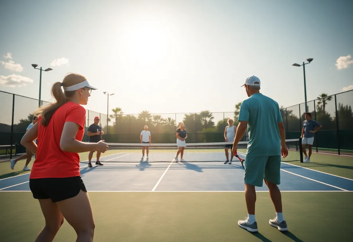 Hartford women's tennis team on the court during their season opener