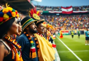 Fans celebrating Hispanic Heritage Month at a soccer match