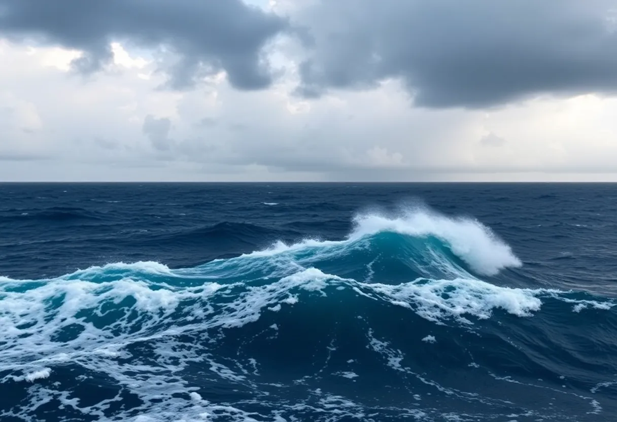 Hurricane Kiko depicted over the ocean near Hawaii