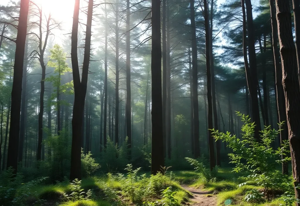 A peaceful forest representing a memorial for Michele Elena