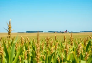 Crash site of a small aircraft in a cornfield near Lancaster Airport