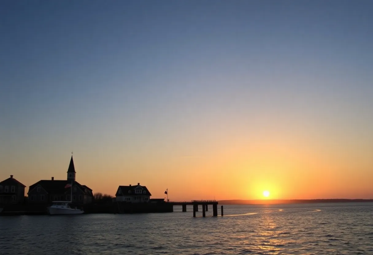 A beautiful sunset over Narragansett waterfront