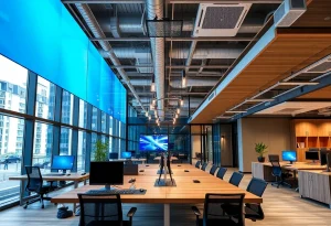 Interior view of a modern real estate office