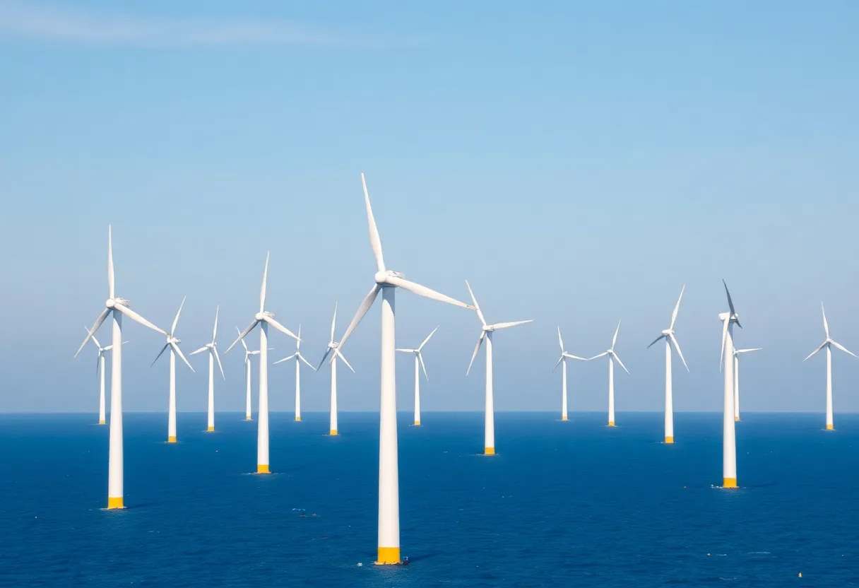 Offshore wind turbines generating clean energy