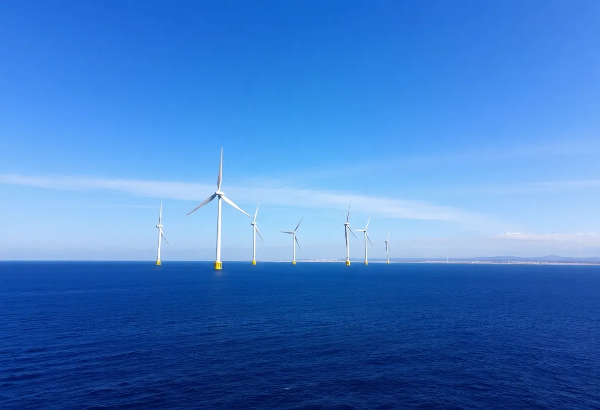 Offshore wind farm with turbines in the Atlantic Ocean