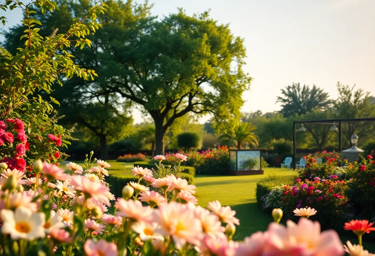 A peaceful garden representing love and compassion
