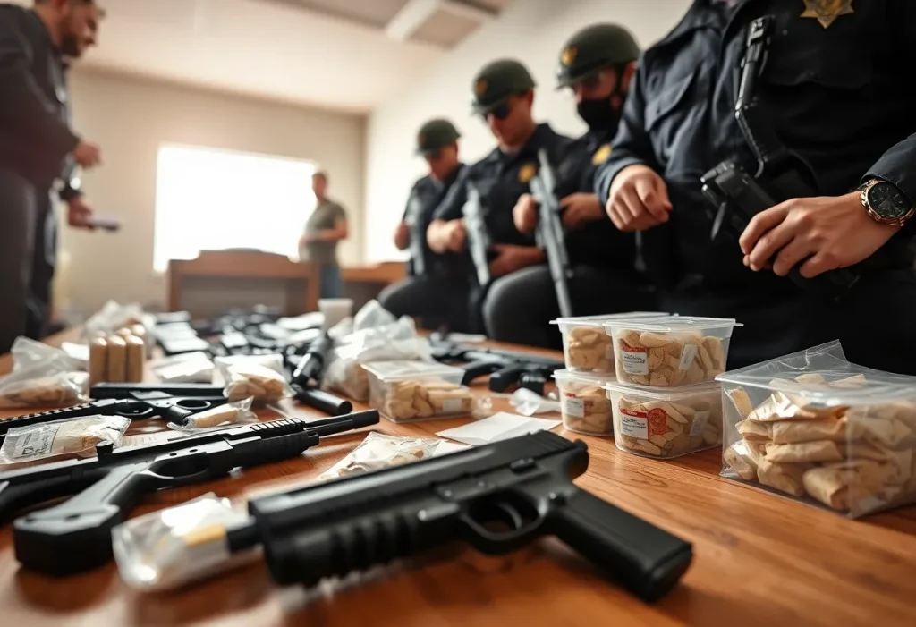 Police officers conducting a drug bust operation