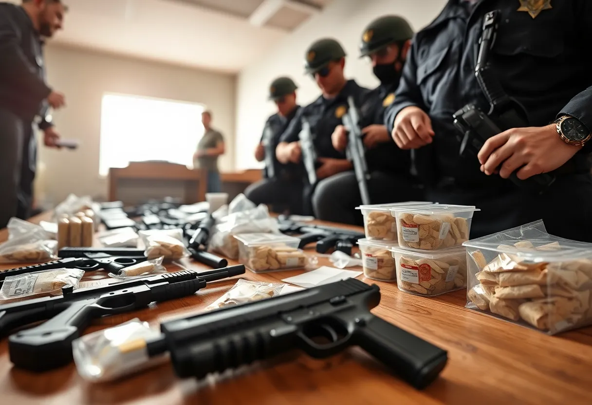 Police officers conducting a drug bust operation