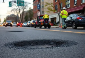 Pothole damage on Pawtucket Avenue in East Providence