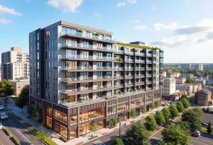 Rendering of a new apartment complex in Providence's West End