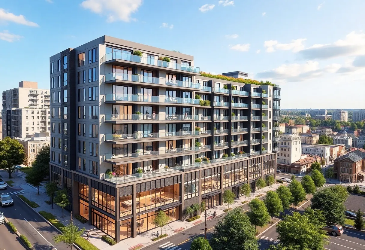 Rendering of a new apartment complex in Providence's West End