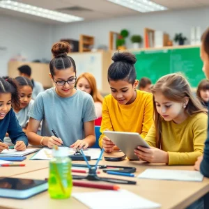 Students learning in a modern classroom at a Providence public school