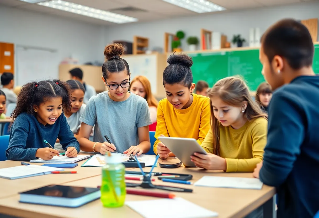 Students learning in a modern classroom at a Providence public school
