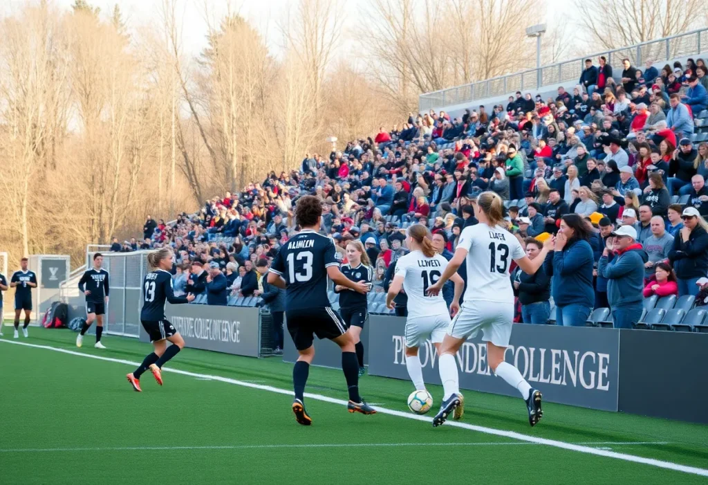 Providence College men's soccer team competing against Brown University