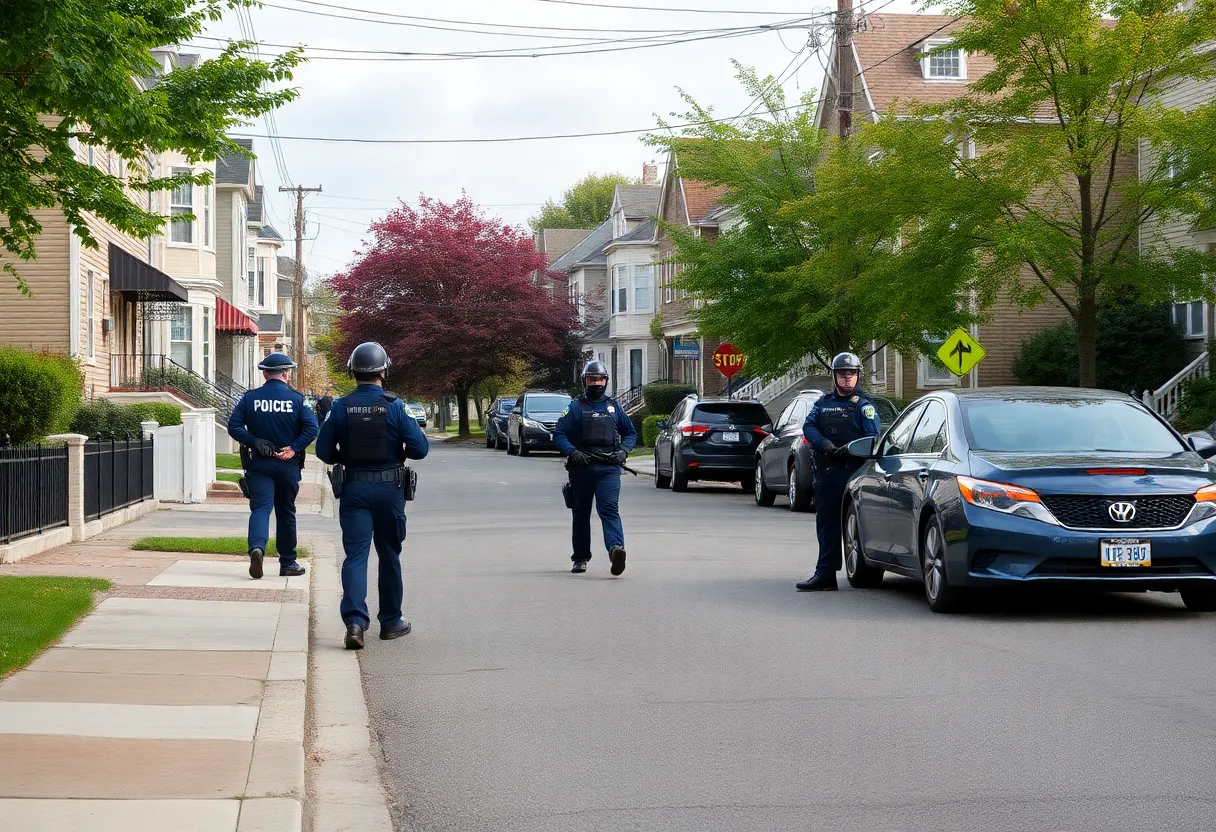 Police officers patrolling a neighborhood in Providence