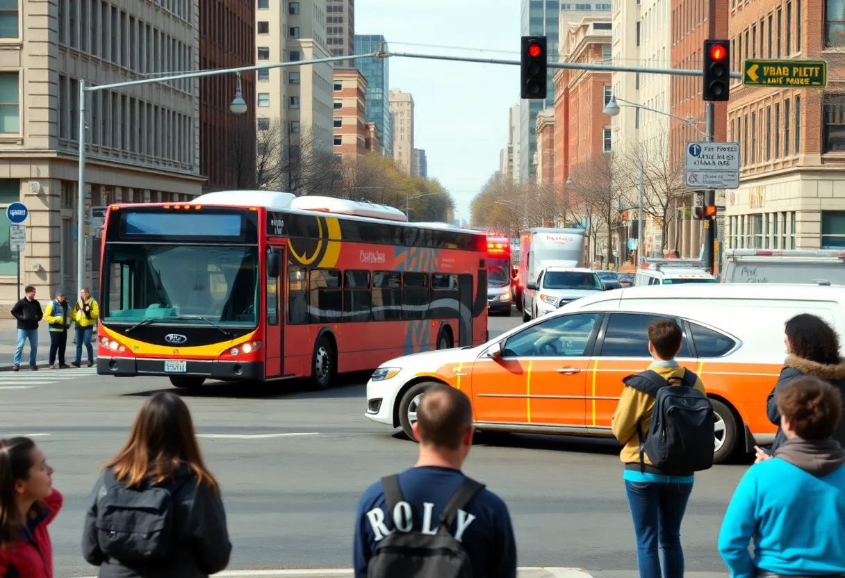 Emergency services attending to a bus collision scene in Providence