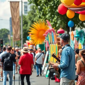 PVDFest festival with artists and performers in downtown Providence