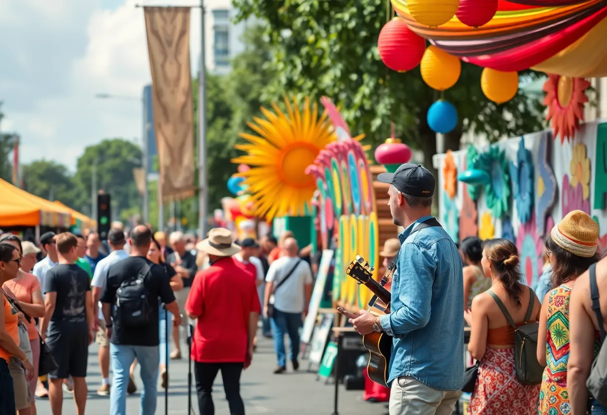 PVDFest festival with artists and performers in downtown Providence