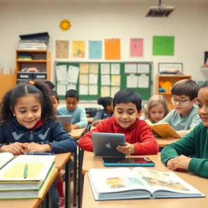 Diverse students actively participating in a classroom setting