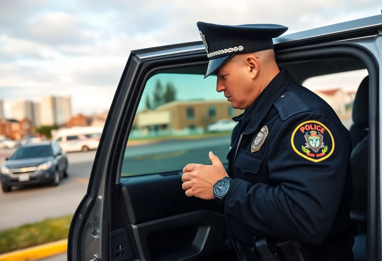 Police inspecting a vehicle during a drug bust operation