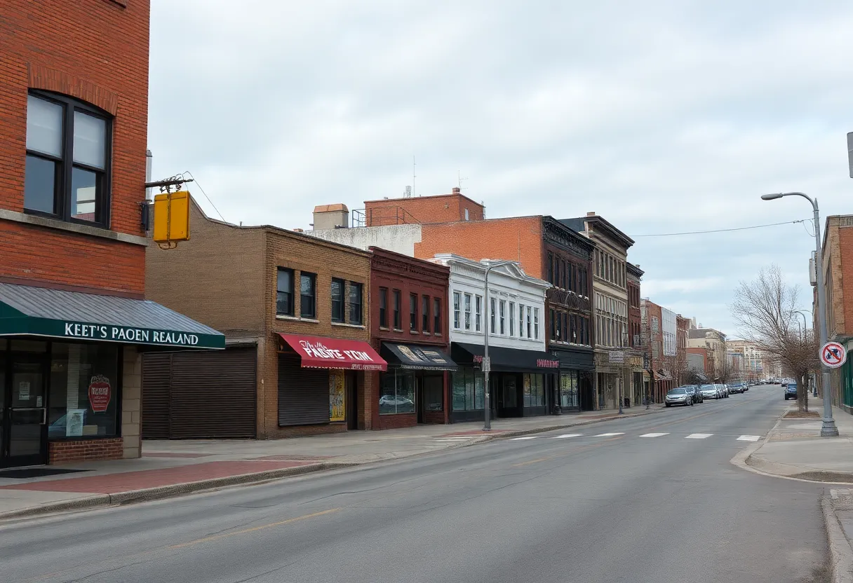 A deserted street in Rhode Island showcasing economic decline