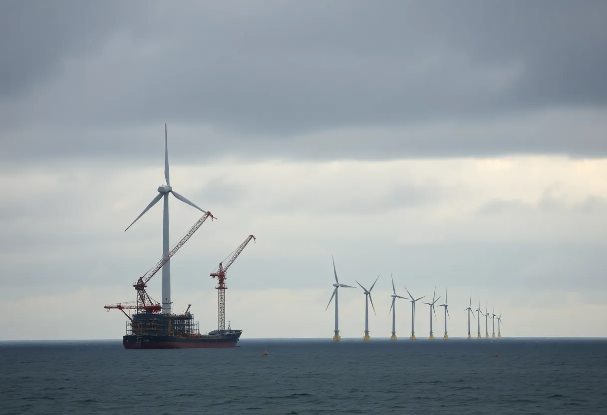 Offshore wind farm construction in Rhode Island