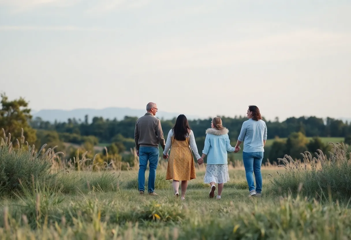 A peaceful landscape representing community and family